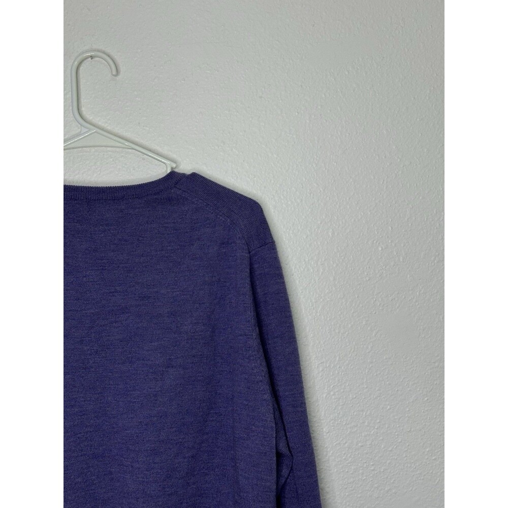 Brooks Brothers 346 Sweater Men’s M Purple Merino Wool V Neck Pullover Academia - Picture 11 of 16